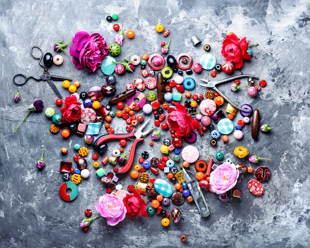 A collage showing a variety of DIY accessories, including a beaded necklace, a ribbon hair clip, and a pair of statement earrings in a style inspired by a specific K-drama.