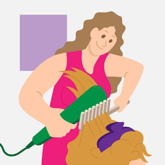 A step-by-step visual guide showing how to curl hair with a curling iron to achieve effortless waves. Each step is clearly illustrated with arrows indicating the direction of the curling iron and the section of hair being curled.