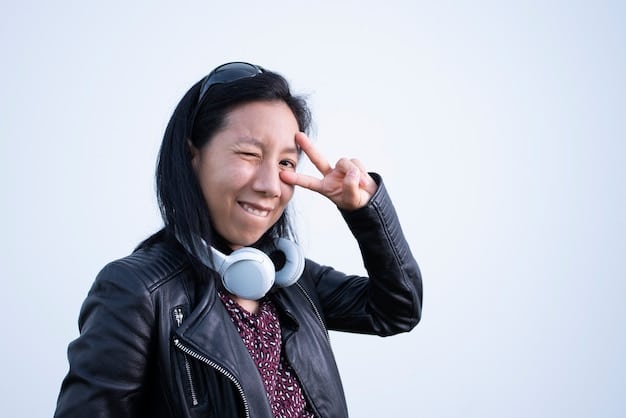 A close-up of a listener with headphones intensely listening to a Japanese Drama OST, eyes closed, showing a profound emotional connection.