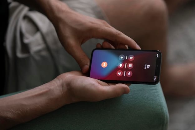 A hand holding a smartphone, with the screen displaying various settings options within a streaming app, specifically highlighting 