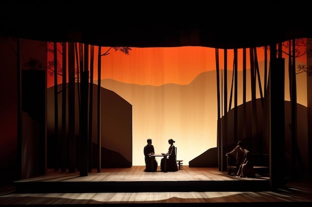 A panoramic scene from [Drama Title], showcasing the detailed set design and the visual style of the drama. The scene should be atmospheric and reflect the tone of the series.