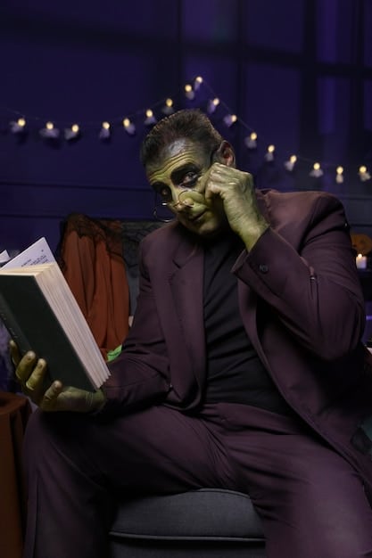 A critic in a darkened theater, taking notes during a play, with a focused expression and the glow of the stage illuminating their face.