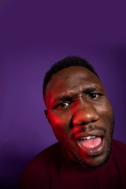 A detailed close-up of a character's face, expressive and emotionally charged, highlighting how  influences their emotional display and reactions to the dramatic events unfolding.