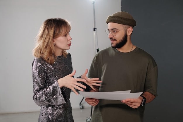 A close-up shot of two main characters from [Drama Name] engaged in a tense conversation. Their facial expressions should convey a sense of conflict and underlying emotion, highlighting the complex relationships within the drama. The background should be blurred to focus on the characters' interaction.
