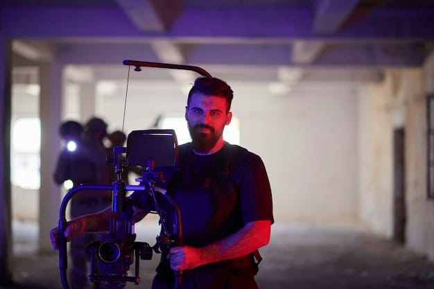 A film director thoughtfully observing a scene being shot on set, with actors in period costumes engaged in an intense dramatic moment, symbolizing the meticulous craft involved in bringing social commentary to life through film.