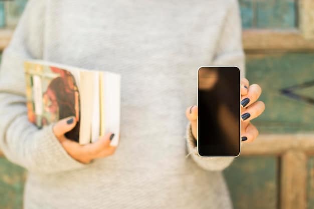 A hand holding a smartphone displaying a K-drama album cover with musical notes emanating from it, set against a blurred background of a bustling city street in Seoul. The image conveys the connection between digital music consumption and the origin of K-dramas.