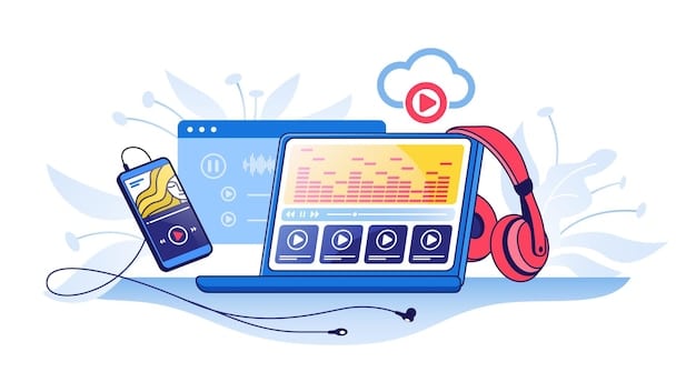 A graphic representation of music streaming data, showing upward trending lines for K-Drama OSTs on various platforms, with small icons representing different streaming services.