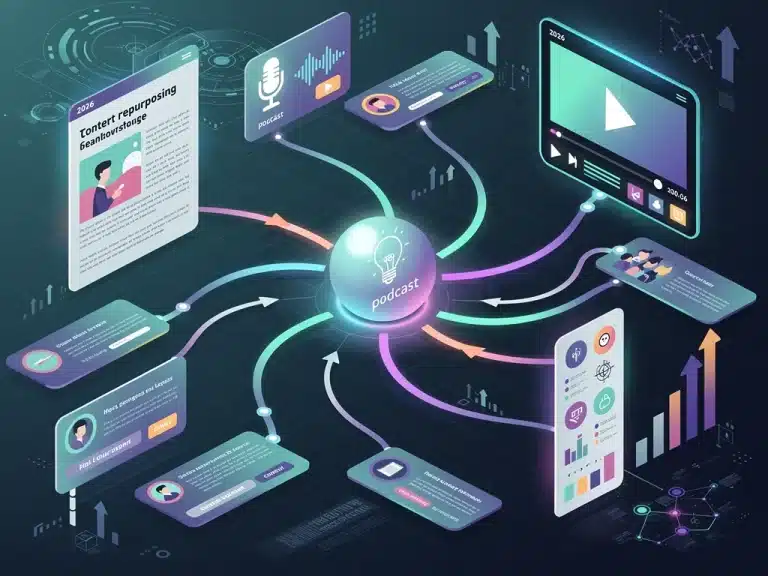 Content repurposing strategy for maximum audience reach by 2026 with diverse media formats.