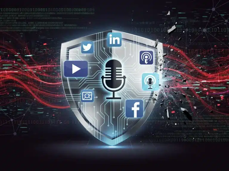 Shield protecting digital media platforms from cyber threats