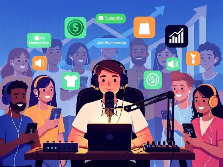 Podcaster monetizing niche content with diverse revenue streams